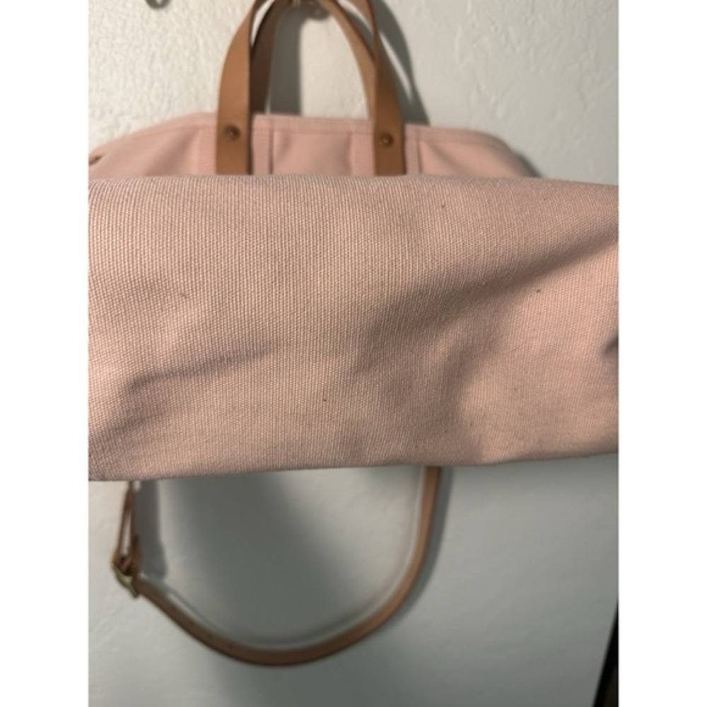 North End Bag Co The MARTIN Tote Bag Peachy Pink Canvas & Leather Trim Crossbody - Picture 4 of 15